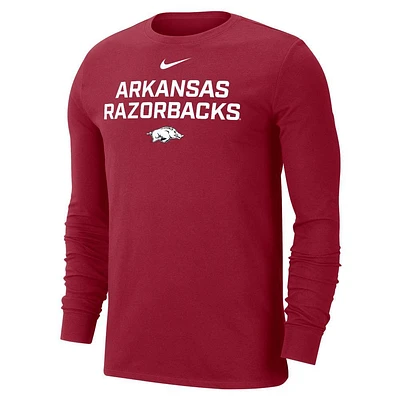 Arkansas Nike Dri-Fit Cotton Team Issue Long Sleeve Tee