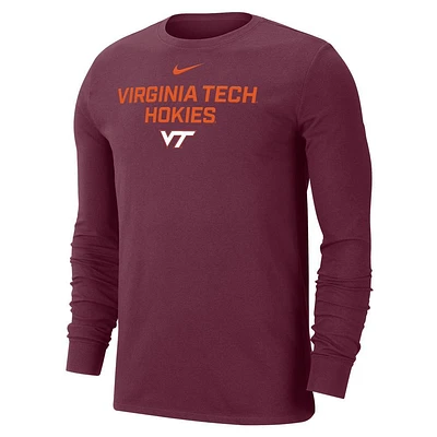 Virginia Tech Nike Dri-Fit Team Issue Long Sleeve Tee