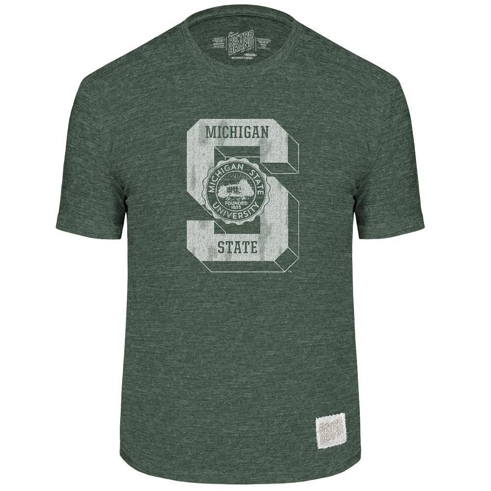 Michigan State Retro Brand Giant Logo Streaky Tee