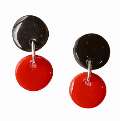 Red and Black Sweet Tree Jewelry Paiyton Circle Drop Earrings