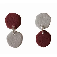 Maroon and Grey Sweet Tree Jewelry Laine Mismatched Circle Earrings