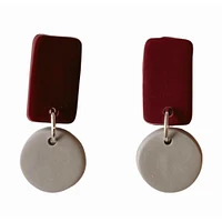 Maroon and Sweet Tree Jewelry Reign Rectangle Circle Drop Earrings