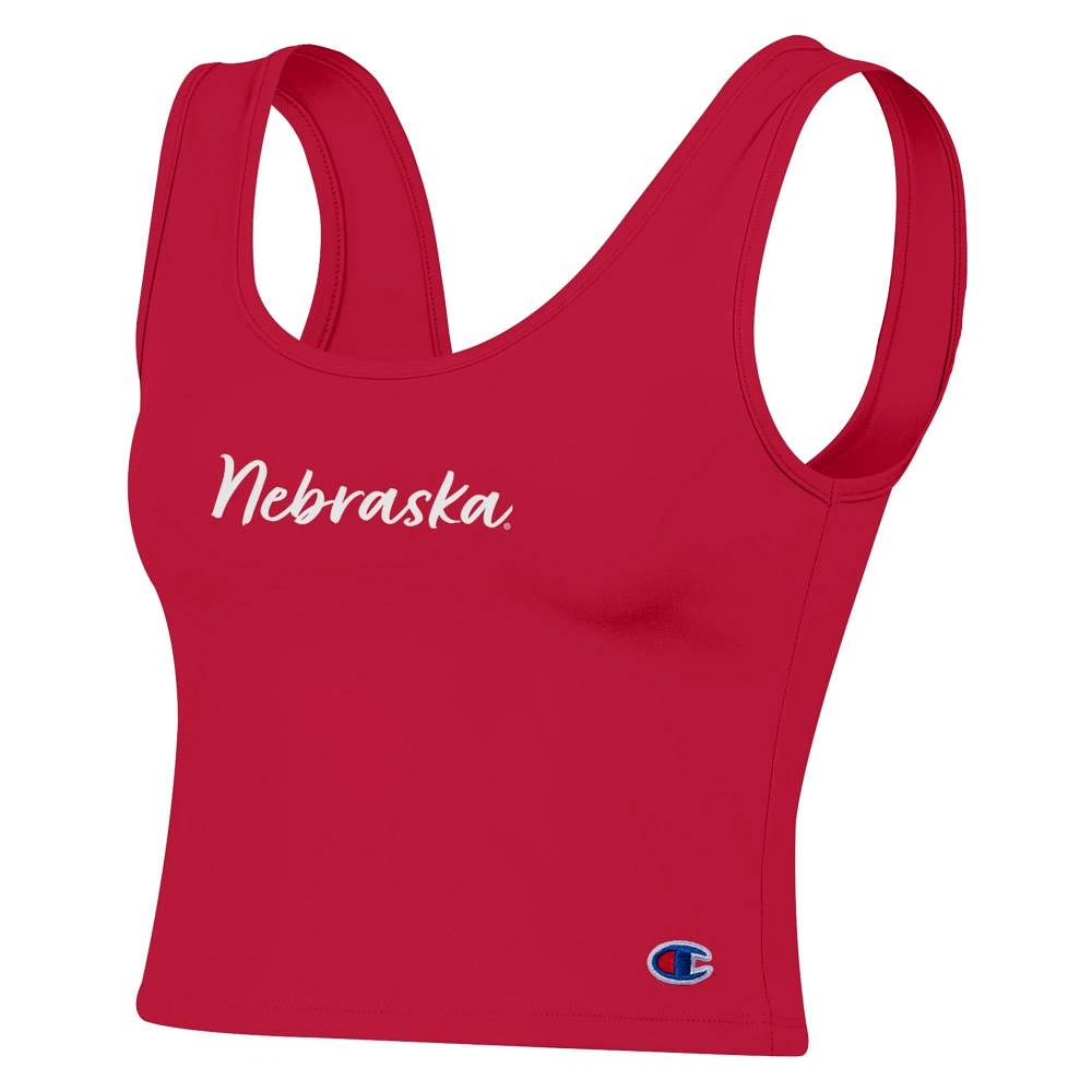 Nebraska Champion Tailgate Her Scoop Neck Crop Women's Tank Top