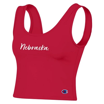 Nebraska Champion Tailgate Her Scoop Neck Crop Women's Tank Top
