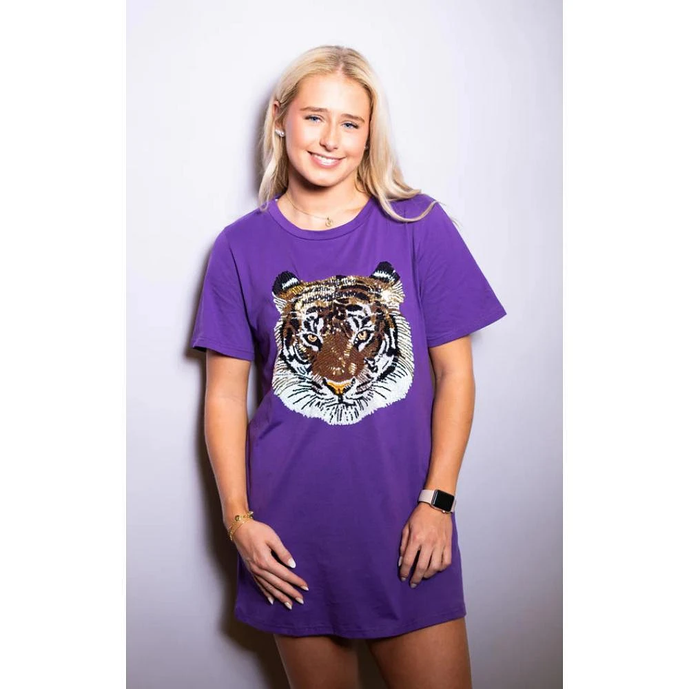 Geauxlden Tiger Sequin T-Shirt Dress