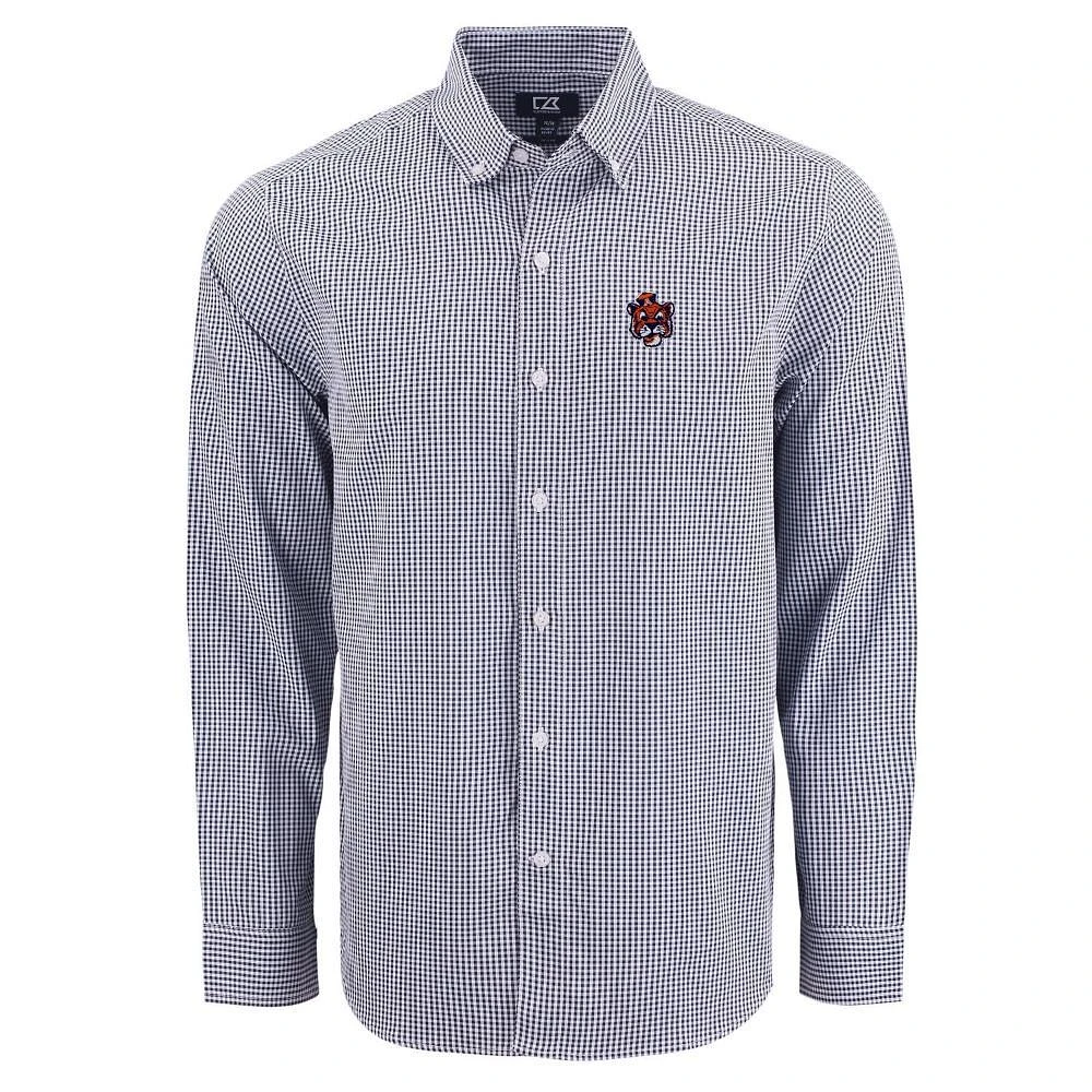 Auburn Cutter & Buck Skyline Epic Gingham Dress Shirt
