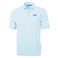 UNC Cutter & Buck Tar Heel Script Virtue Eco Pique Stripe Polo