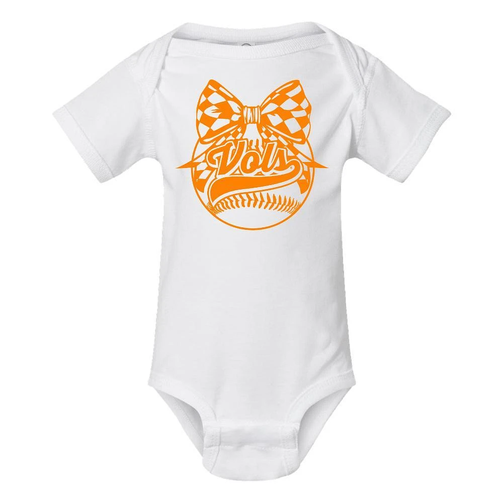 Tennessee Baseball Checkerboard Bow Onesie