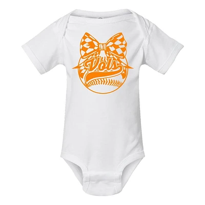 Tennessee Baseball Checkerboard Bow Onesie