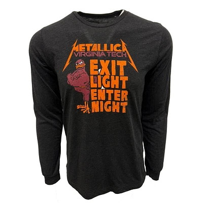 Virginia Tech Retro Brand Metallica Exit Light Enter Night Long Sleeve Tri-Blend Tee