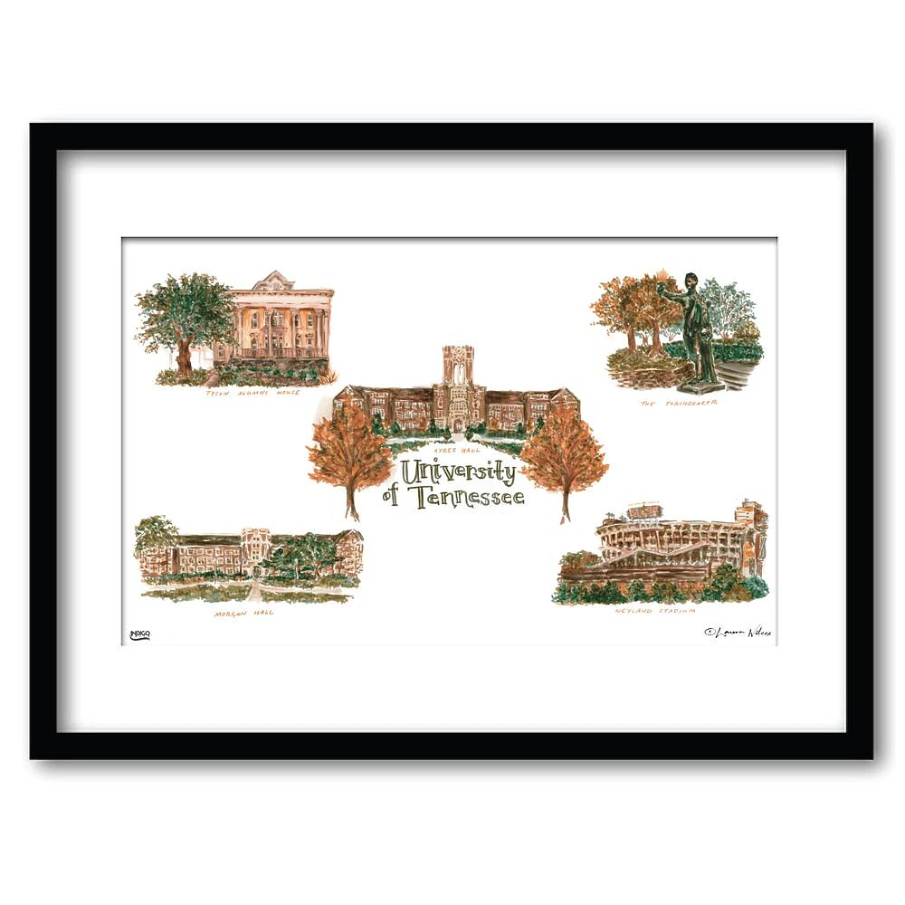 Tennessee Collage Matted Watercolor Framed Wall Art