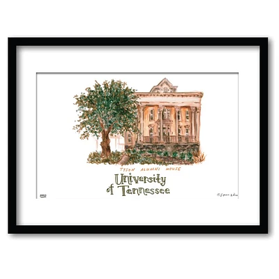 Tennessee Tyson Alumni House Matted Watercolor Framed Wall Art