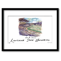 LSU Alex Box Stadium Matted Watercolor Framed Wall Art