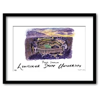 LSU Tiger Stadium Matted Watercolor Framed Wall Art