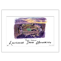LSU Tiger Stadium Matted Watercolor Wall Art