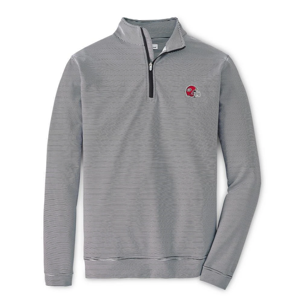 Georgia Peter Millar Helmet Perth Sugar Stripe Performance 1/4 Zip Pullover
