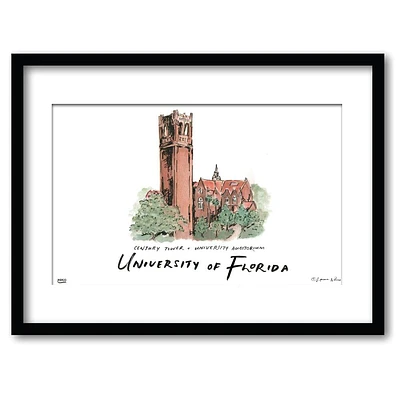 Florida Century Tower Matted Watercolor Framed Wall Art
