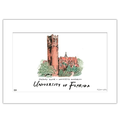 Florida Century Tower Matted Watercolor Wall Art