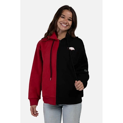 Arkansas Hype And Vice Color Block Zip Up Hooded Sweatshirt Jacket