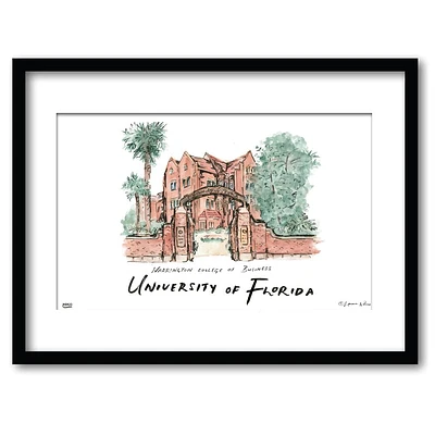 Florida Warrington College of Business Matted Watercolor Framed Wall Art