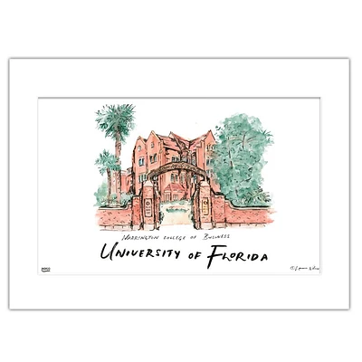 Florida Warrington College of Business Matted Watercolor Wall Art