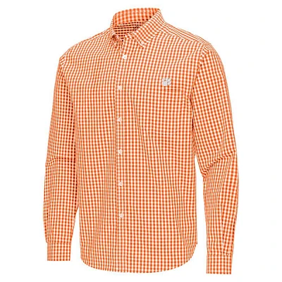 Clemson Antigua Ellis Gingham Woven Shirt