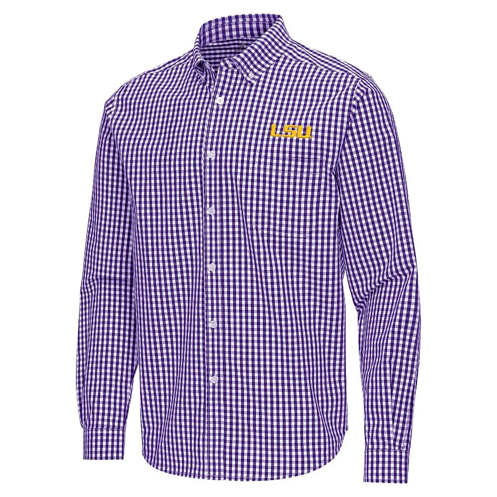 LSU Antigua Ellis Gingham Woven Shirt