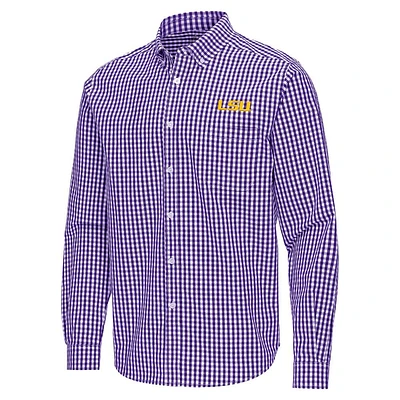 LSU Antigua Ellis Gingham Woven Shirt