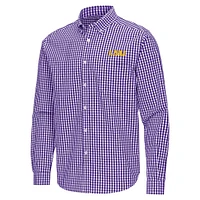LSU Antigua Ellis Gingham Woven Shirt