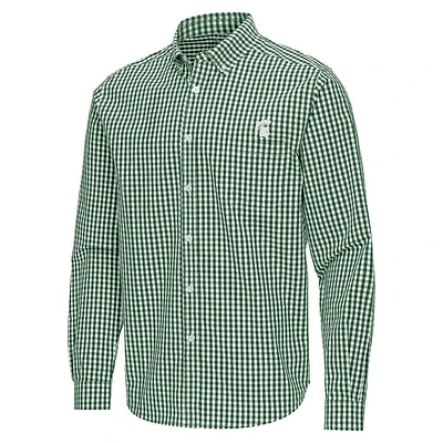 Michigan State Antigua Ellis Gingham Woven Shirt
