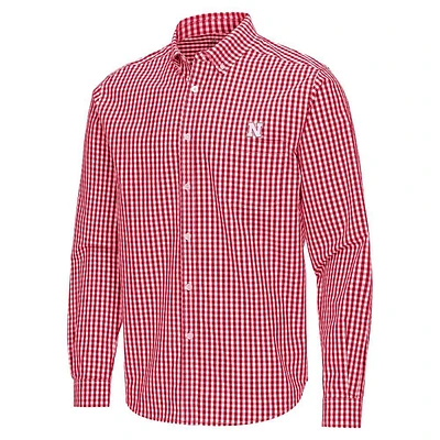 Nebraska Antigua Ellis Gingham Woven Shirt