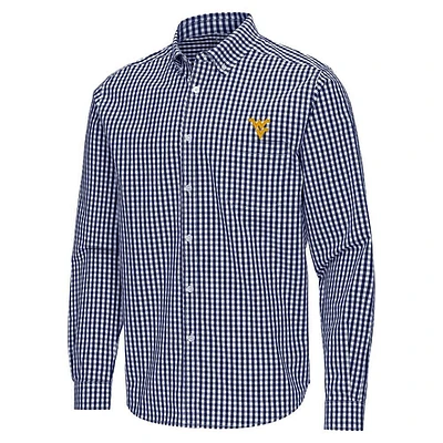 West Virginia Antigua Ellis Gingham Woven Shirt