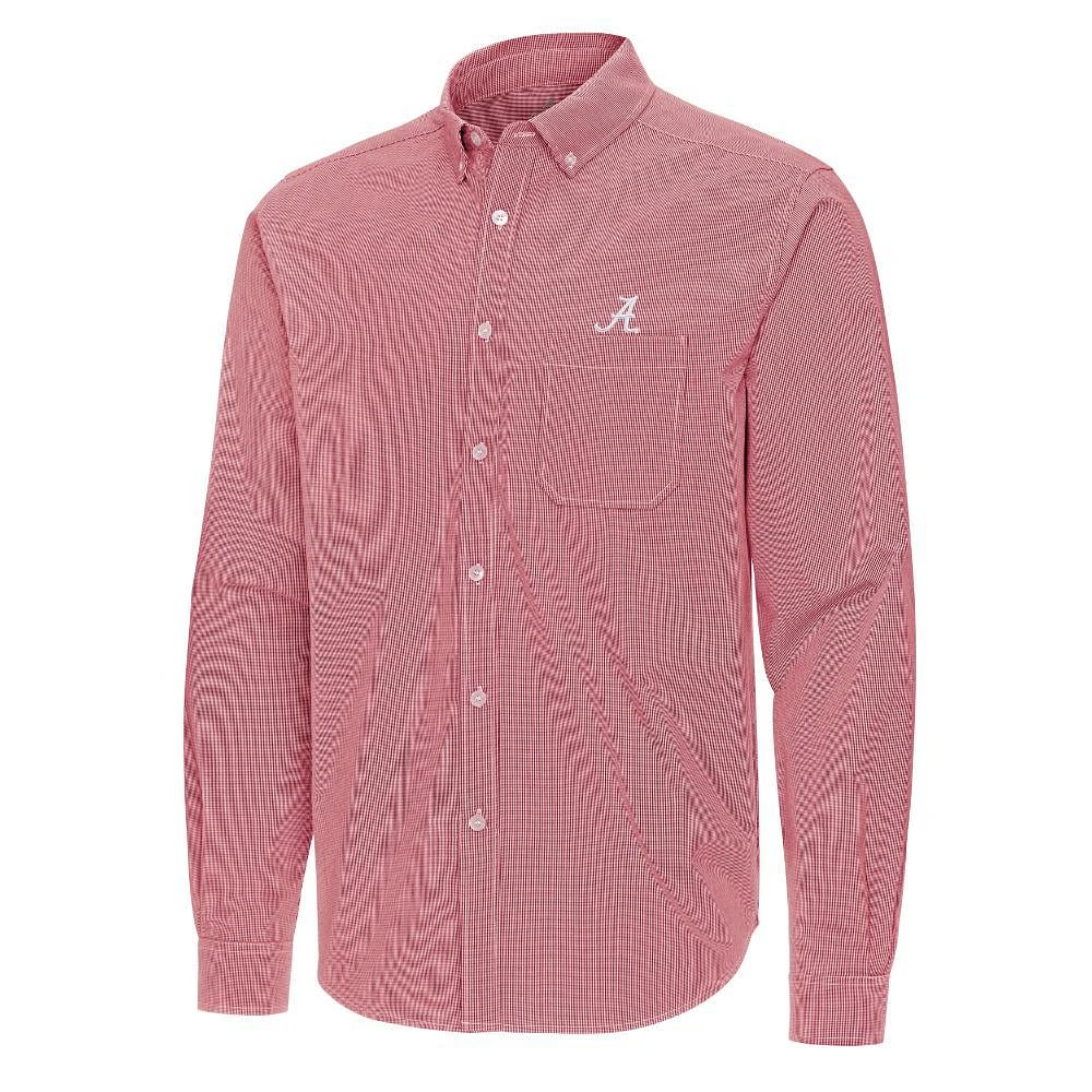 Alabama Antigua Porter Micro Check Woven Shirt