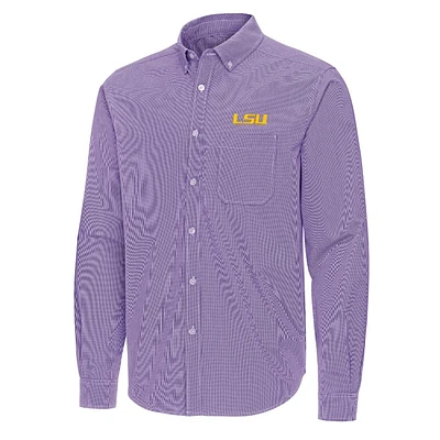 LSU Antigua Porter Micro Check Woven Shirt