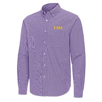 LSU Antigua Porter Micro Check Woven Shirt