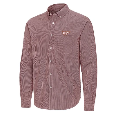 Virginia Tech Antigua Porter Micro Check Woven Shirt
