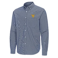 West Virginia Antigua Porter Micro Check Woven Shirt