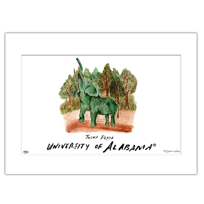 Alabama Tuska Plaza Matted Watercolor Wall Art