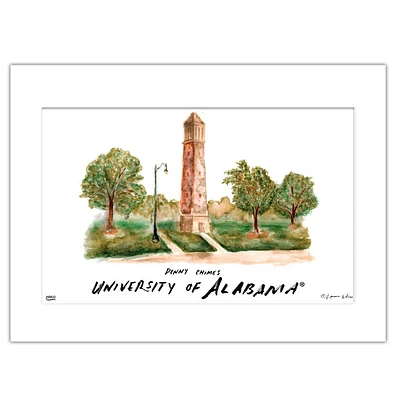Alabama Denny Chimes Matted Watercolor Wall Art