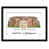 Alabama Bryant-Denny Stadium Matted Watercolor Framed Wall Art