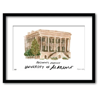 Alabama President's Mansion Matted Watercolor Framed Wall Art