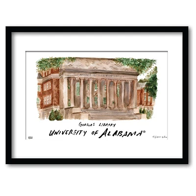 Alabama Gorgas Library Matted Watercolor Framed Wall Art