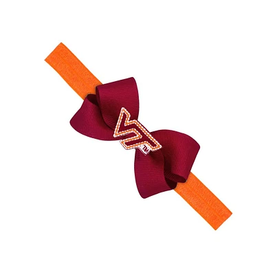 Virginia Tech Infant Mini Bow with Logo Patch Headband