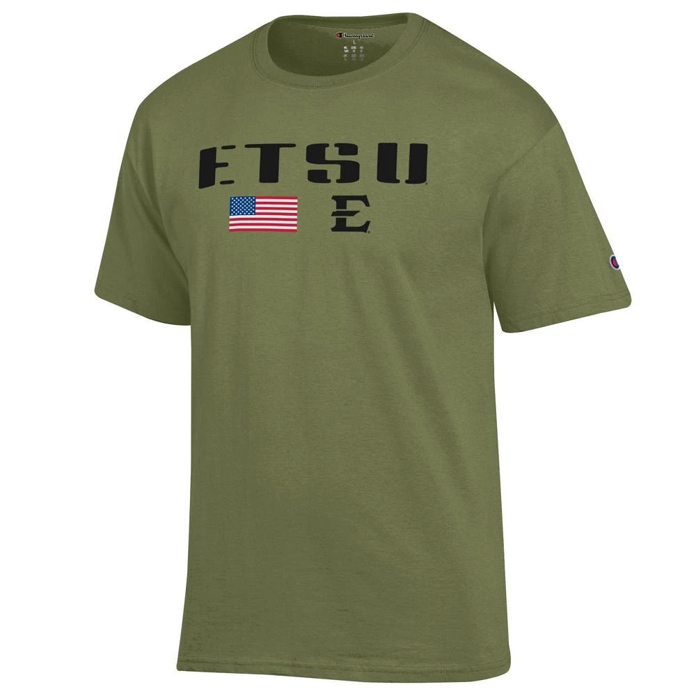 ETSU Champion Military Font Over Flag/ Logo Americana Tee