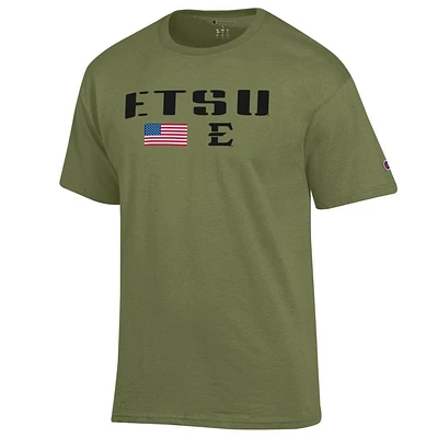 ETSU Champion Military Font Over Flag/ Logo Americana Tee