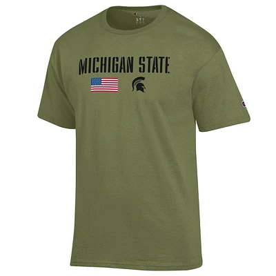 Michigan State Champion Military Font Over Flag/ Logo Americana Tee
