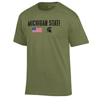 Michigan State Champion Military Font Over Flag/ Logo Americana Tee