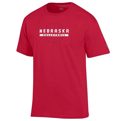 Nebraska Champion Volleyball Rectangle Over Tonal Ball Tee