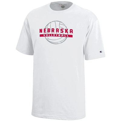 Nebraska Champion YOUTH Volleyball Rectangle Over Tonal Ball Tee