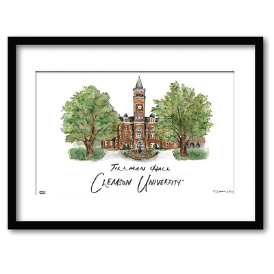 Clemson Tillman Hall Matted Watercolor Framed Wall Art